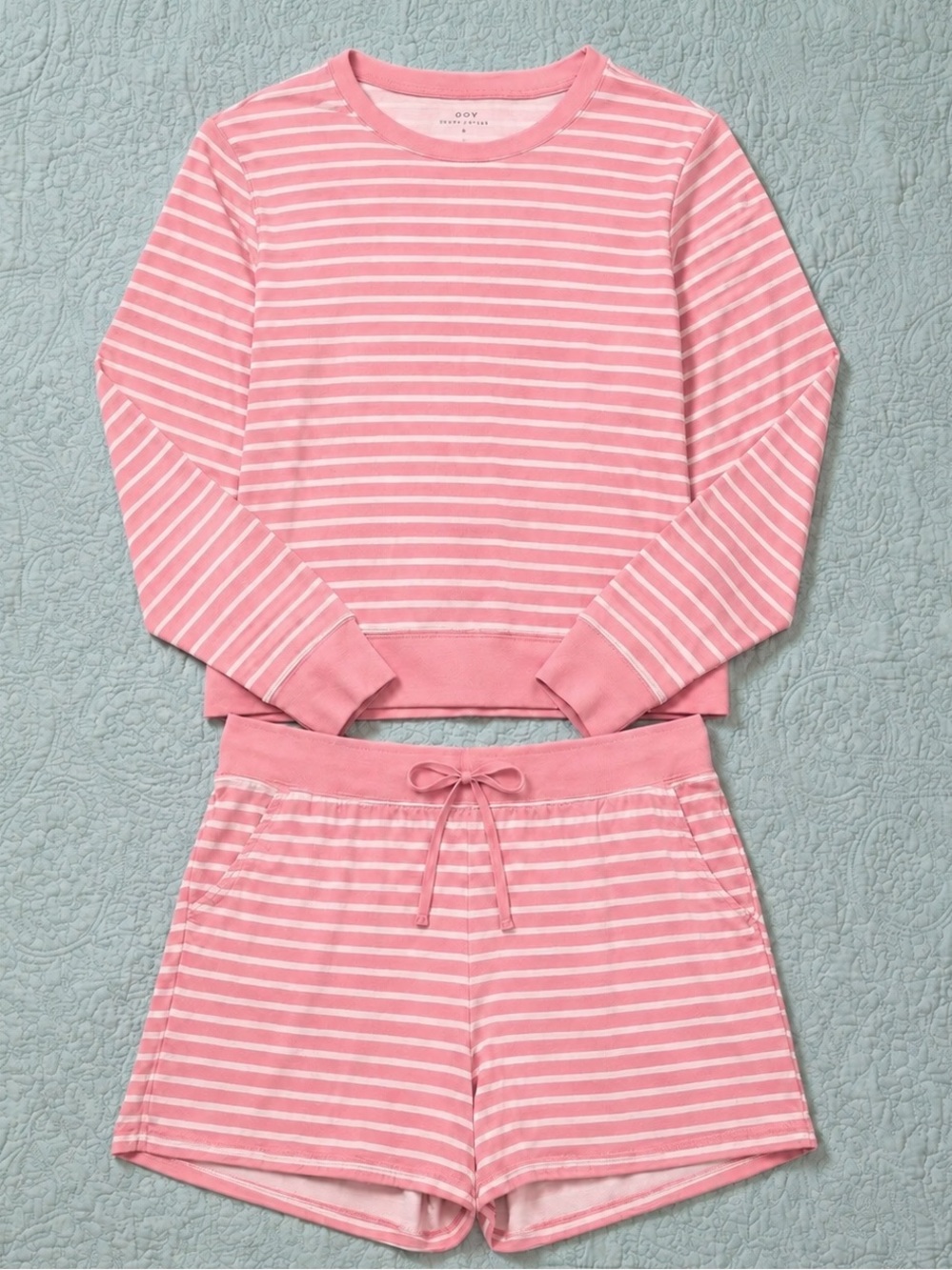 Draper James Pink and White Striped Two-Piece Pajama Set